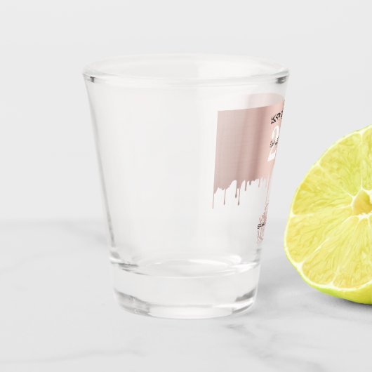21e verjaardag van Trendy Roos Pink Gold Metallic  Shot Glas (Links)