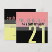21e verjaardag van uitnodigingen (Voorkant / Achterkant)