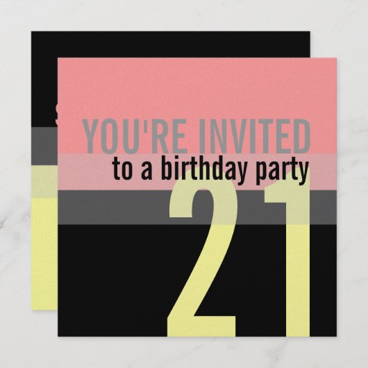 21e verjaardag van uitnodigingen (Voorkant / Achterkant)