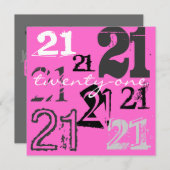 21e verjaardag van uitnodigingen (Voorkant / Achterkant)