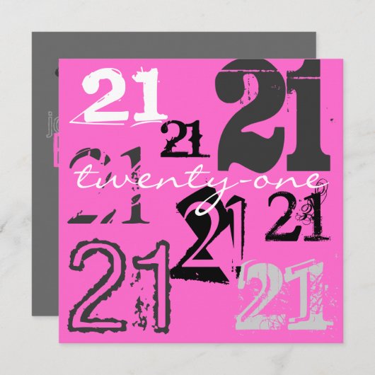 21e verjaardag van uitnodigingen (Voorkant / Achterkant)