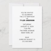 21e verjaardag van uitnodigingen (Achterkant)