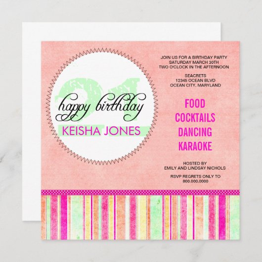 21e verjaardag van uitnodigingen (Voorkant / Achterkant)