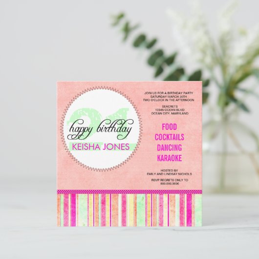 21e verjaardag van uitnodigingen (Staand voorkant)