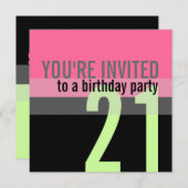 21e verjaardag van uitnodigingen (Voorkant / Achterkant)