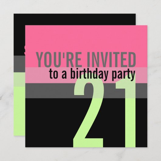 21e verjaardag van uitnodigingen (Voorkant / Achterkant)