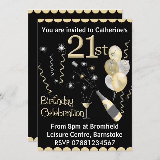 21e verjaardag van uitnodigingen van de partij - z (Voorkant / Achterkant)