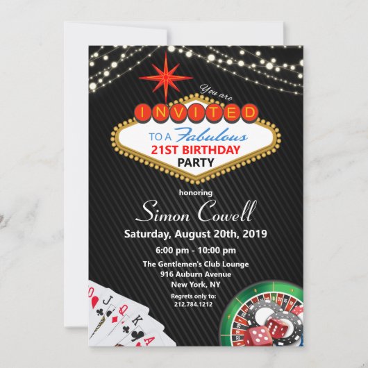 21e verjaardag Vegas Casino uitnodiging (Voorkant)