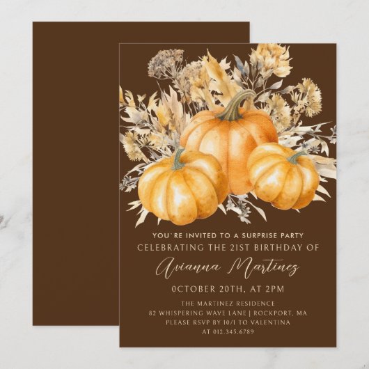 21e verjaardag verrassingsfeest rustieke boho pomp kaart (Voorkant / Achterkant)