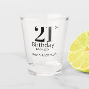 21e verjaardag vet letter naam datum eenvoudige ma shot glas