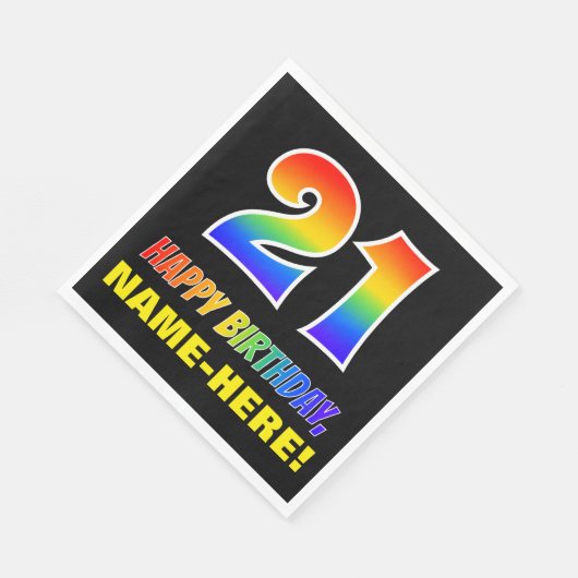 21e verjaardag: Vet, Leuk, Eenvoudig, Regenboog 21 Servet (Hoek)