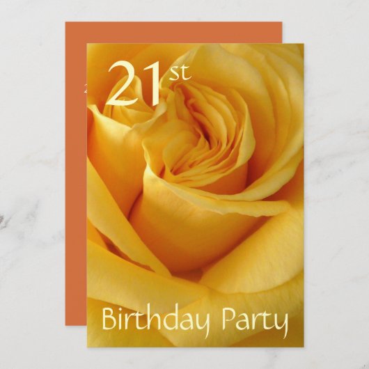 21e verjaardag viering-gele Rose Kaart (Voorkant / Achterkant)