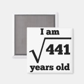 21e verjaardag vierkant wortel magneet (Voorkant / Achterkant)