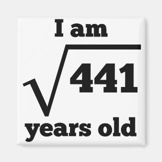 21e verjaardag vierkant wortel magneet