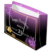 21e verjaardag vioolse paarse roze theepartij groot cadeauzakje (Voorkant Gekanteld)