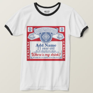 21e verjaardag Voeg de drinken van de Naam toe T-shirt