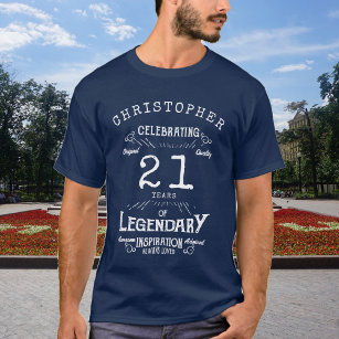 21e verjaardag Voeg de naam Legendary Blue Legend  T-shirt