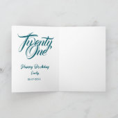 21e verjaardag voeg naam datum jaar blauwe sjabloo kaart (Binnen)