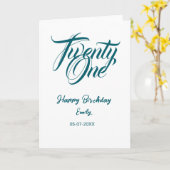 21e verjaardag voeg naam datum jaar blauwe sjabloo kaart (Gele Bloem)
