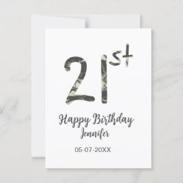 21e verjaardag voeg naam datum jaar zwart sjabloon briefkaart