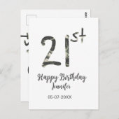 21e verjaardag voeg naam datum jaar zwarte sjabloo briefkaart (Voorkant / Achterkant)