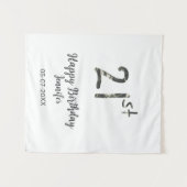 21e verjaardag voeg naam datum jaar zwarte sjabloo wandkleed (Voorkant (horizontaal))