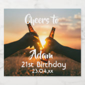 21e verjaardag voor jongens die bier kauwen bier etiket (Enkel label)