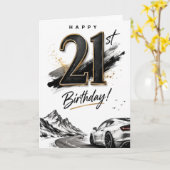 21e verjaardag voor mannen kaart (Gele Bloem)