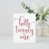 21e verjaardag Vrouwen Hallo 21 Schattig 21 Jaar o Briefkaart (Staand voorkant)