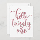 21e verjaardag Vrouwen Hallo 21 Schattig 21 Jaar o Briefkaart (Voorkant / Achterkant)