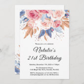 21e verjaardag Waterverf botanische bloemen Kaart (Voorkant / Achterkant)