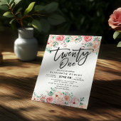 21e verjaardag Waterverf botanische bloemen Kaart