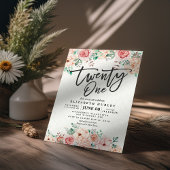 21e verjaardag Waterverf botanische bloemen Kaart