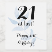 21e verjaardag Waterverf Wijn Etiket (Enkel label)