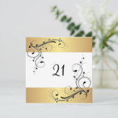 21e verjaardag White Gold Black Floral Kaart (Staand voorkant)