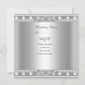 21e verjaardag White Pearl Diamond Silver Kaart (Achterkant)