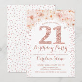 21e verjaardag - White Rose Gold Kaart (Voorkant / Achterkant)