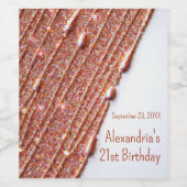 21e verjaardag Wijnlabels Roos Gold Glitter Drips Wijn Etiket (Enkel label)