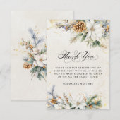 21e Verjaardag Winter White Floral Greenery Bedankkaart (Voorkant / Achterkant)