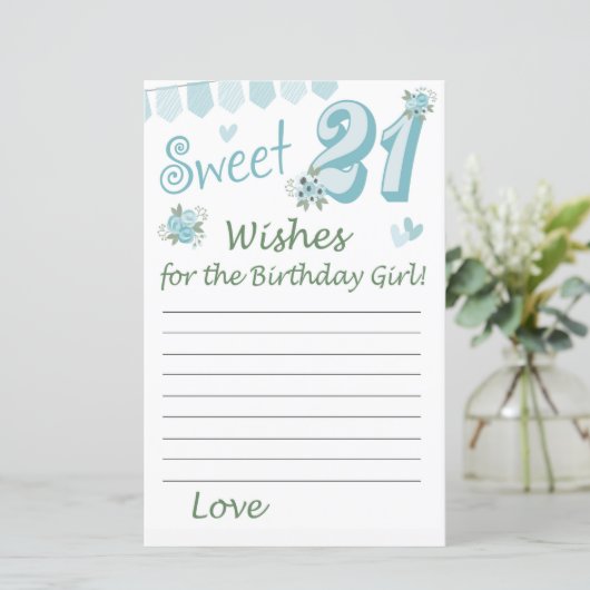21e verjaardag Wishes voor het verjaardagsmeisje (Staand voorkant)