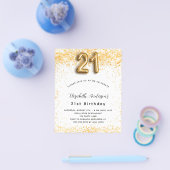 21e verjaardag witte glitter budgetuitnodiging flyer (Enkel)