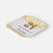 21e verjaardag witte goudglitter naam papieren bordje (Gebogen)