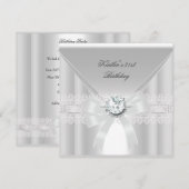 21e verjaardag Witte pareljuwel Kaart (Voorkant / Achterkant)