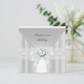 21e verjaardag Witte pareljuwel Kaart (Staand voorkant)