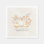 21e Verjaardag Witte Pompoen Fall Bladeren Custom Servet (Voorkant)