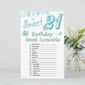 21e verjaardag Word Scramble Game (Staand voorkant)