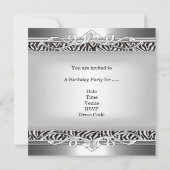 21e verjaardag Zebra Black White Silver Plaque Kaart (Achterkant)