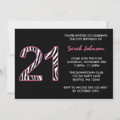 21e verjaardag zebra Roze en Zwart Kaart (Voorkant)