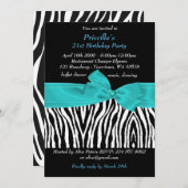21e verjaardag, Zebra, zwart turquoise wit Kaart (Voorkant / Achterkant)