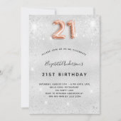 21e verjaardag zilver goud glitters kaart (Voorkant)